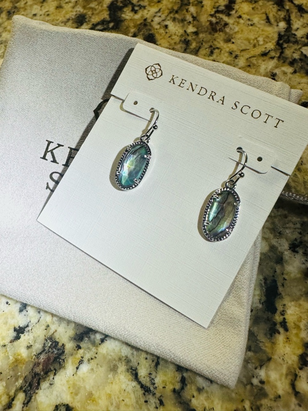 Kendra Scott Iridescent Abalone Oval Drop Earrings - Green Blue